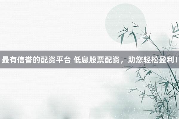 最有信誉的配资平台 低息股票配资，助您轻松盈利！
