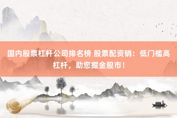 国内股票杠杆公司排名榜 股票配资销：低门槛高杠杆，助您掘金股市！