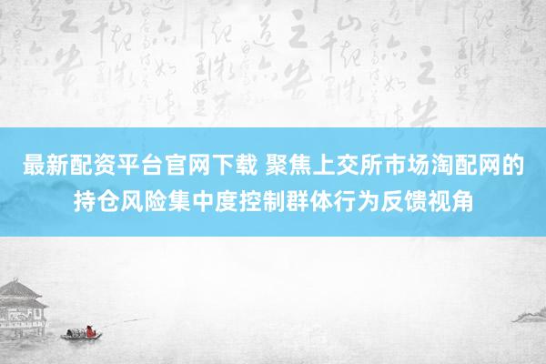 最新配资平台官网下载 聚焦上交所市场淘配网的持仓风险集中度控制群体行为反馈视角
